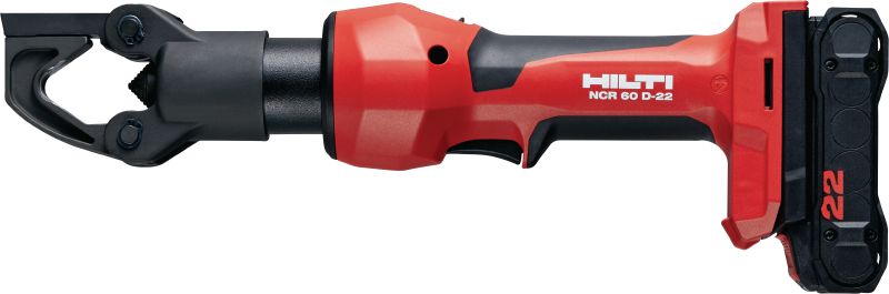 NCR 60 D-22 akumulátorový 6tunový hydraulický krimpovací stroj Akumulátorový 6tunový krimpovací stroj na krimpování kabelů bez lisovacích čelistí do 500 kcmil │ 240 mm² (platforma akumulátoru Nuron)