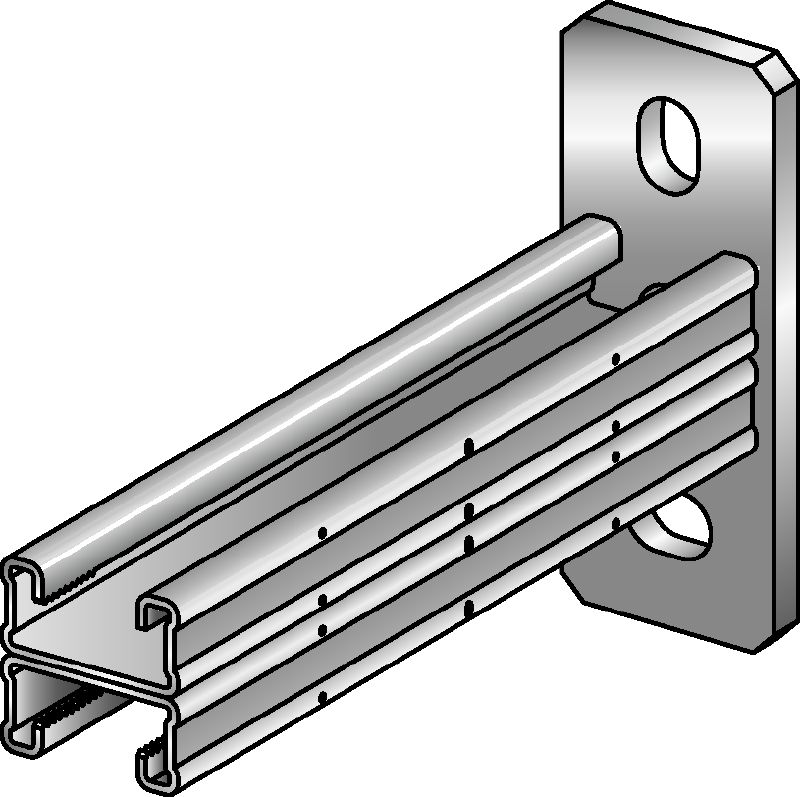 MQK-21 D-F Žárově pozinkovaná (HDG – Hot Dip Galvanized) dvojitá konzola pro střední zatížení