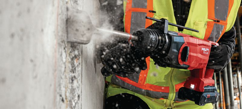 TE 5-22 akumulátorové vrtací kladivo Vrtací kladiva Hilti SDS Plus s dlouhým tělem a rukojetí pro vrtání směrem dolů (platforma baterie Nuron) Použití 1