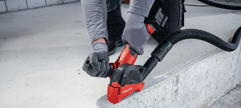 Akumulátorová úhlová bruska AG 6D-22 (125 mm) Výkonná akumulátorová úhlová bruska s bezuhlíkovým motorem, ovládáním SensTech a vyspělými bezpečnostními funkcemi, pro kotouče o průměru do 125 mm (platforma baterie Nuron) Použití 1
