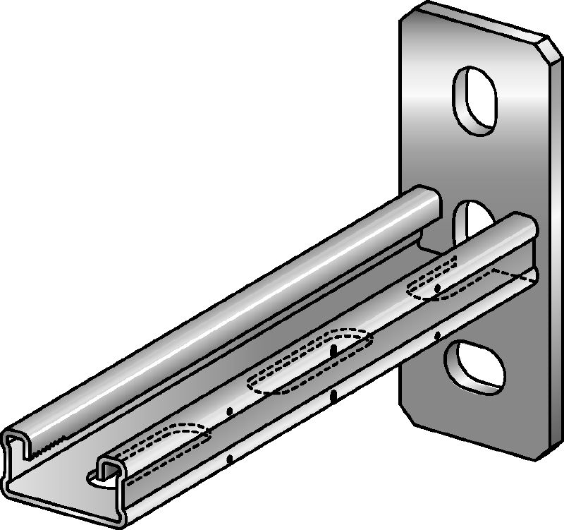 Konzola MQK-21-F Žárově pozinkovaná (HDG – Hot Dip Galvanized) konzola pro střední zatížení